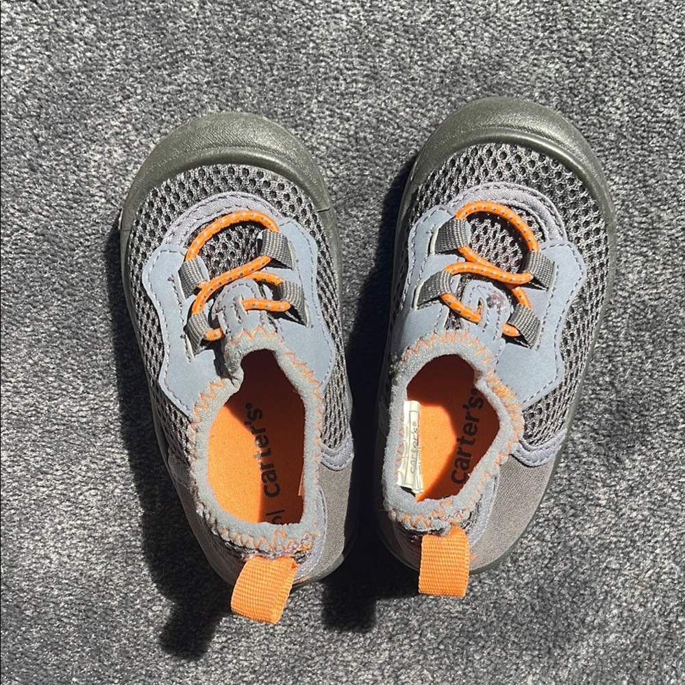 Carter's Gray and Orange Water Shoes with Slip-On Design